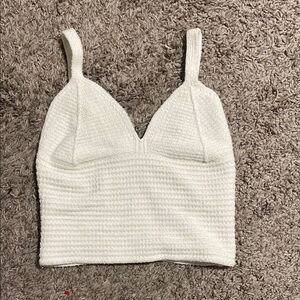 White Textured Crop Top